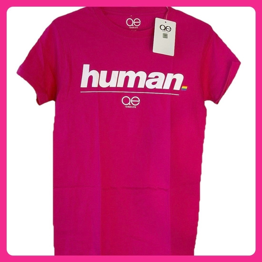New W/Tags Queer Eye T-Shirt Pink Human‎ Tee Rainbow Adult Unisex Sz. X-Small